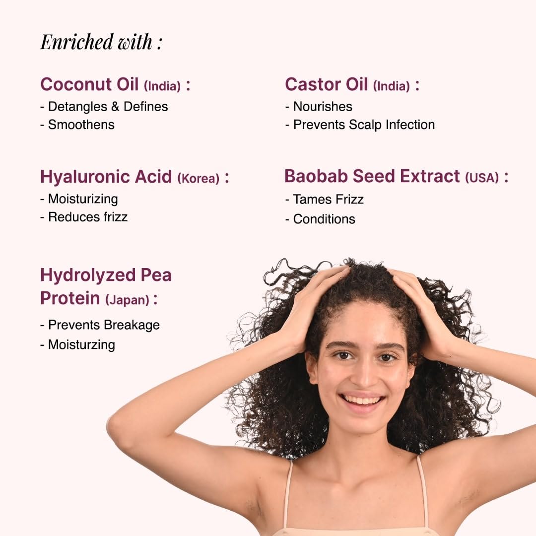 Bare Anatomy Curl Defining Shampoo + Curl Intensifying Leave In Conditioner Cream | Curl Retention & 2X Frizz Protection For 48 Hours | Sulphate & Paraben Free | Women & Men | 250 ml + 140ml