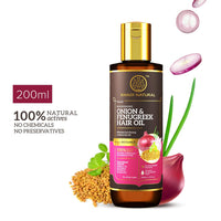 Khadi Natural Onion and Fenugreek Hair Oil| Strengthens Hair Follicles| Frizz-Free Hair| Paraben Free| - POWERED BOTANICS, 200ml