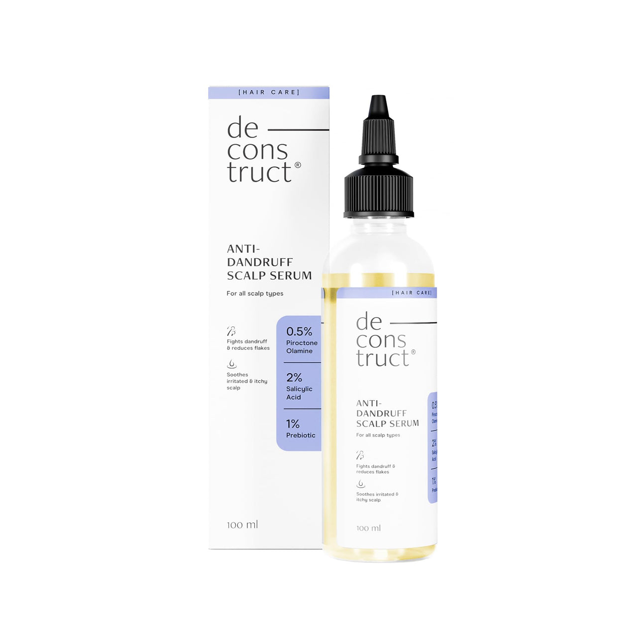 Deconstruct Anti-Dandruff Scalp Serum|Contains 2% Salicylic Acid + 1% Prebiotic + 0.5% Piroctone Olamine|Dandruff Remover|Sulphate&Paraben Free - 100Ml,130 Grams