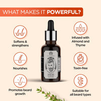 The Man Company 100% Natural Beard Oil - 50 ml with Almond & Thyme for Faster, Thicker & Longer Beard | Best Beard Growth Oil for Men, Nourishes & Strengthens Uneven Patchy Beard
