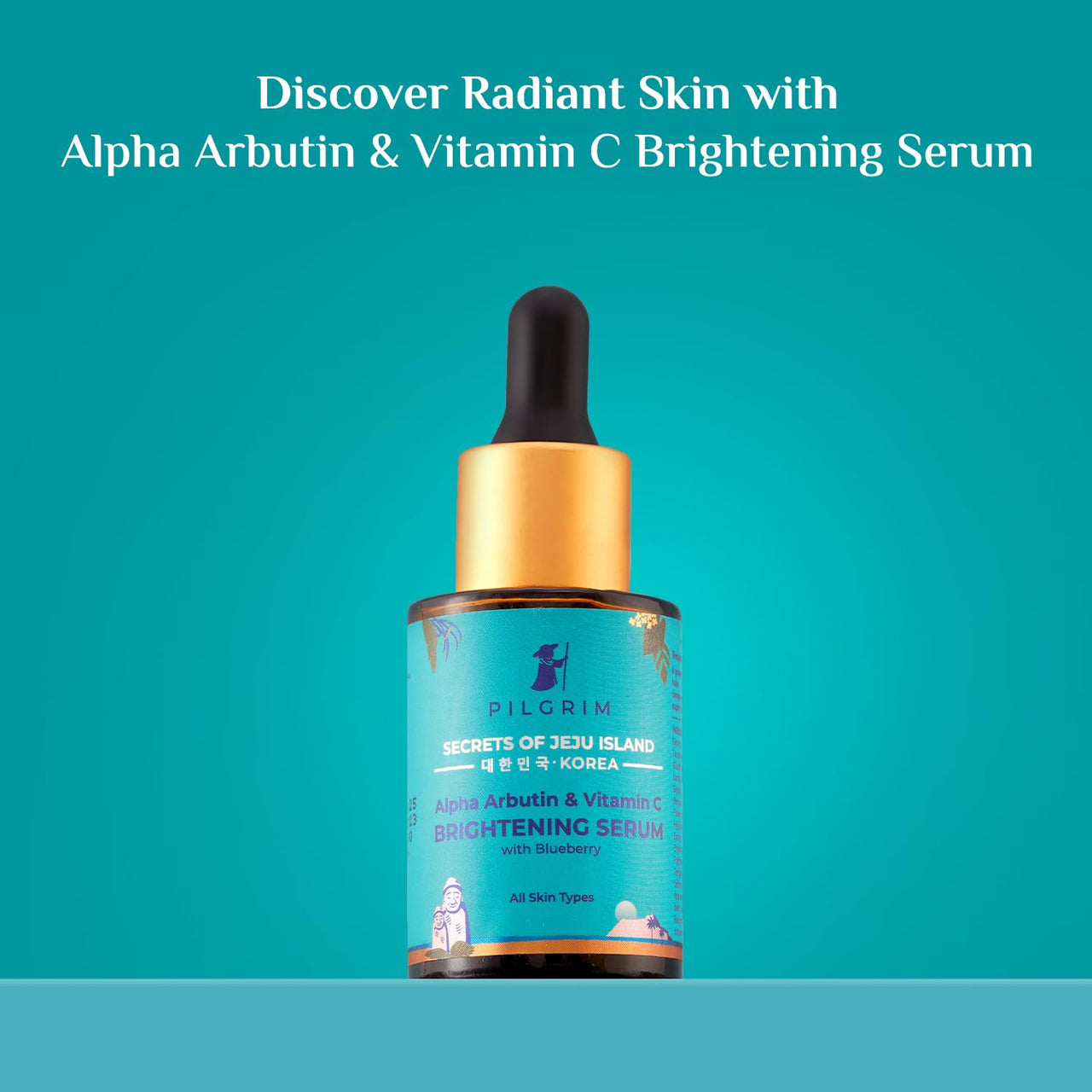 Pilgrim Korean 2% Alpha Arbutin & 3% Vitamin C Brightening Face Serum for glowing skin| Alpha arbutin face serum|All skin types | Men & Women| Korean Skin Care| Vegan & Cruelty-free | 30ml