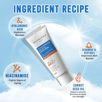 Glamveda Ultra-Light SPF 60 PA+++ Sunscreen 50 ml | Water-Full Hydration with 1% Hyaluronic Acid, Ceramides, Peptides & Niacinamide | Broad Spectrum | Anti-Aging, No White Cast, All Skin Types