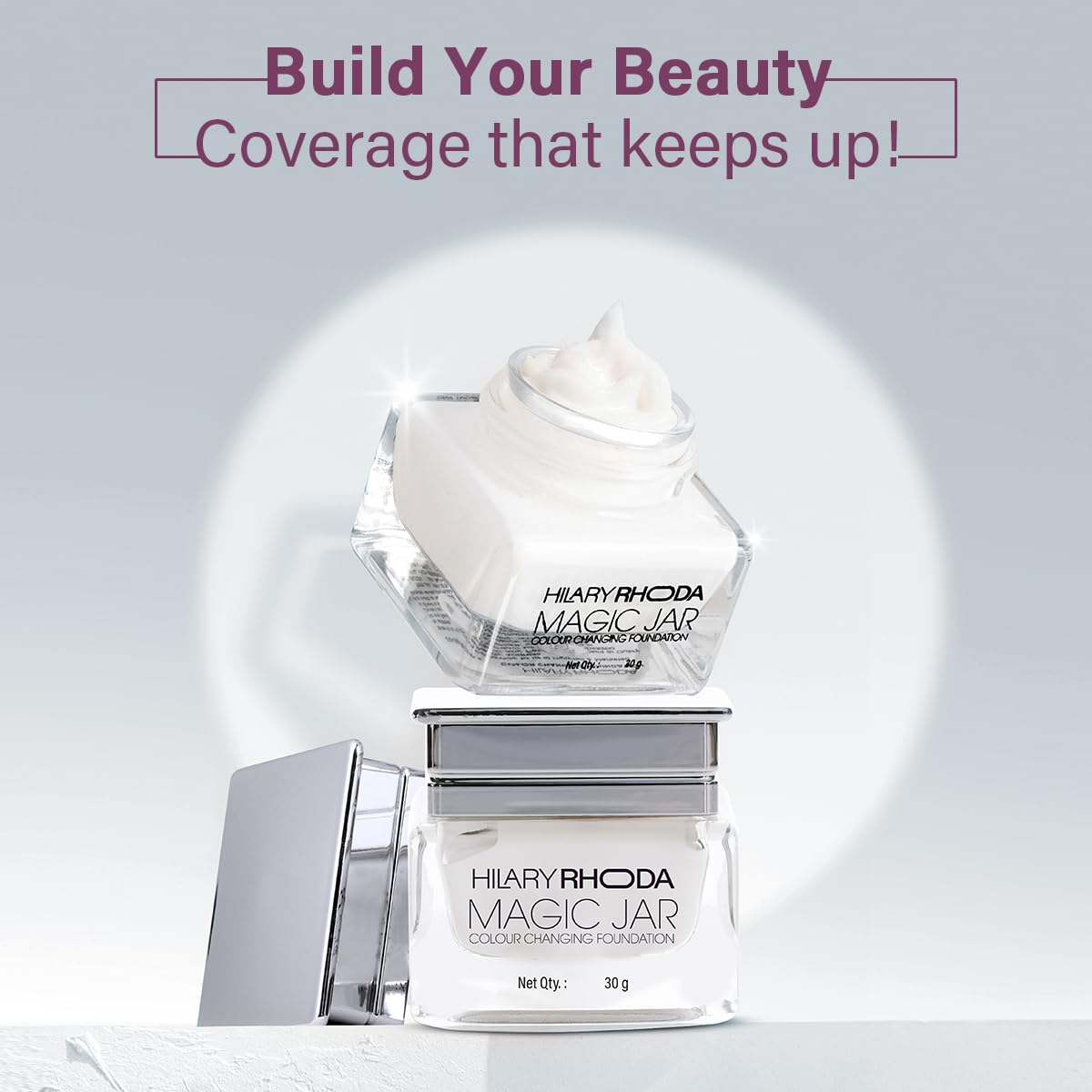 Hilary Rhoda Magic Jar Colour Changing Foundation Cream For All Skin Types | Buildable Coverage | Long Lasting & Weightless Formula | Crease-Free Foundation | Cruelty-Free | Satin Finish | 30G