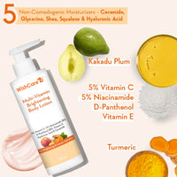 WishCare Multi-Vitamin Brightening Body Lotion - 5% Vitamin C, 5% Niacinamide(B3), Panthenol(B5), Vitamin E, Turmeric & Kakadu Plum - For Men & Women - 200 Ml