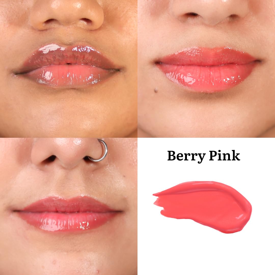 Tint Cosmetics 10ml Red Lipgloss, Non Sticky, Hydrating, Light Weight, Long Lasting, High Shine & Soft Natural Liquid Lip Gloss For Girls & Women (Berry Pink)