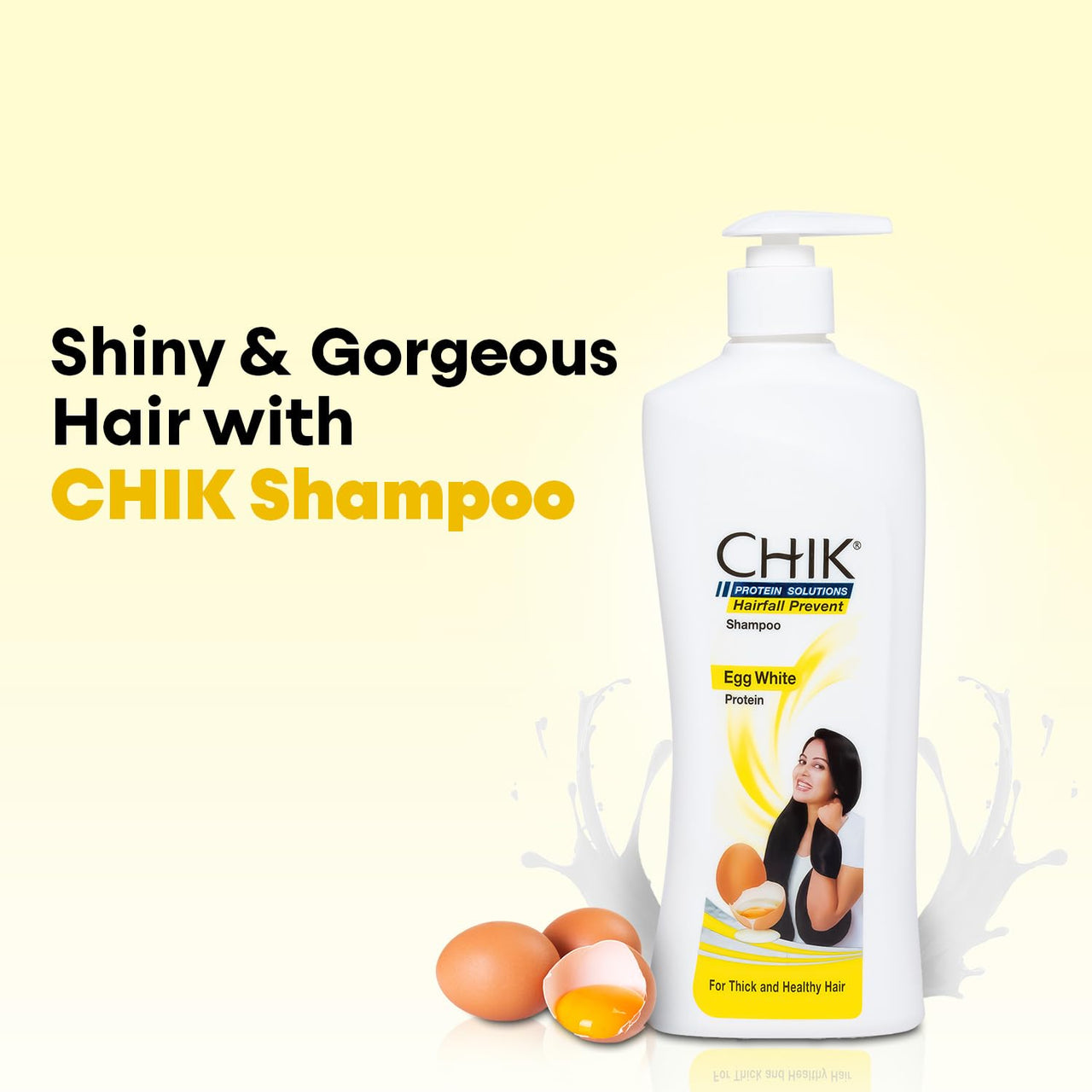 Chik Protein Solution Hairfall Prevent Shampoo, With Goodness Of Egg White, For Thick And Healthier Hair (340ml)