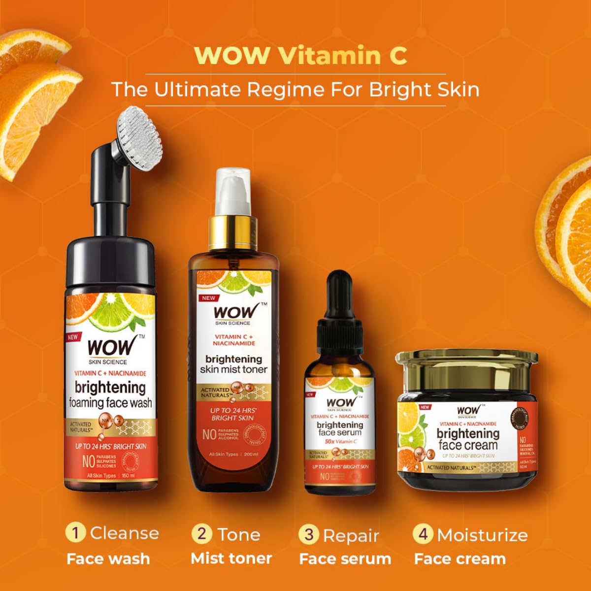 WOW Skin Science Brightening 20% Vitamin C Face Serum | Boost Collagen and Elastin for Anti aging, Skin Repair | For Dark Circles, Fine Lines | Glowing Skin | Hydrates | 15 ml