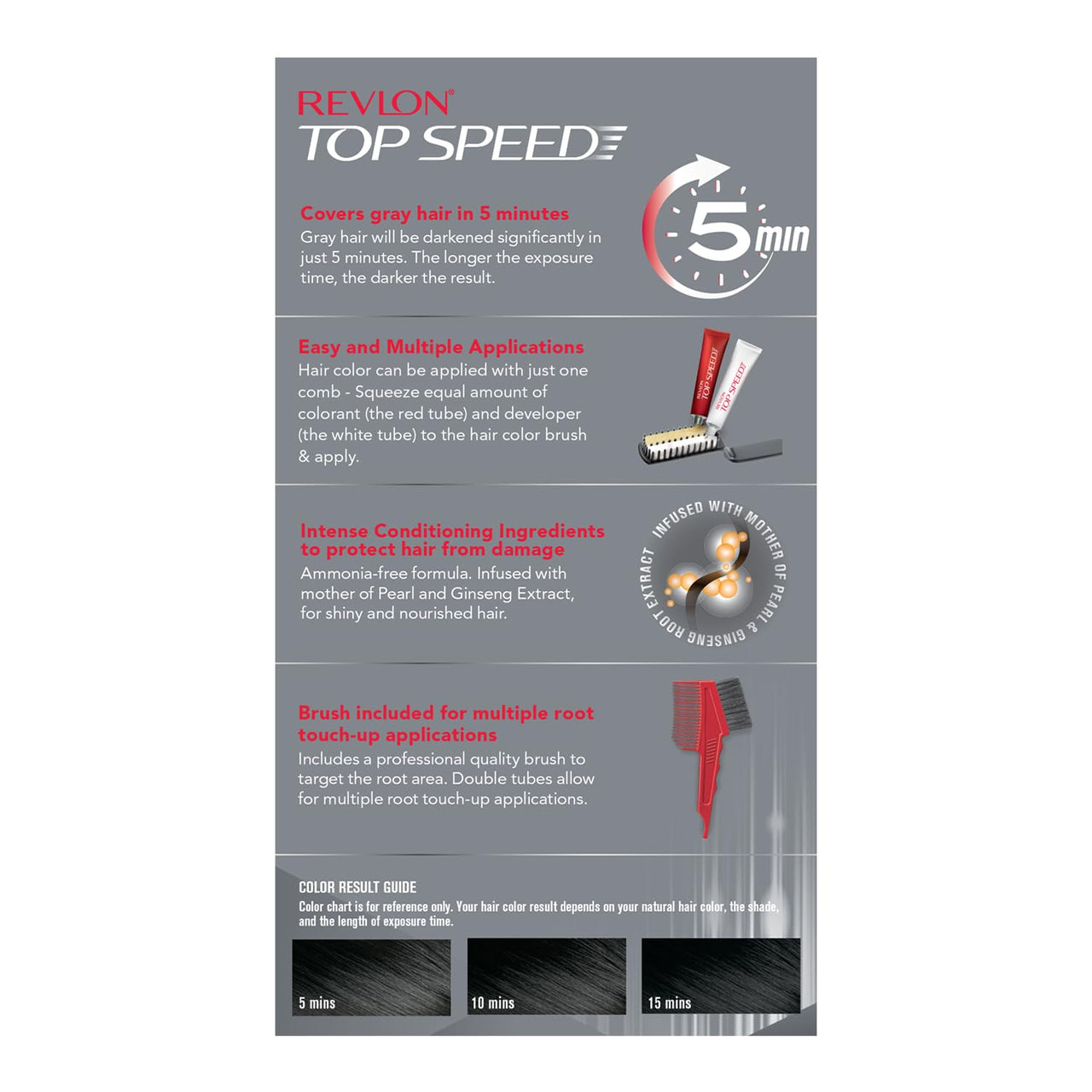 Revlon Top Speed Hair Color for Men Natural Black with Outrageous Conditioner 190ml | 100% Grey Coverage in 5 Minutes | Infused with Mother of Pearl and Ginseng Root extract | Prevent Fading, add Volume, Softness & Shine to Hair