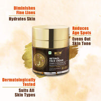WOW Skin Science Retinol Face Cream - Oil Free, Quick Absorbing - For All Skin Types - No Parabens, Silicones, Color, Mineral Oil & Synthetic Fragrance, 50 ml