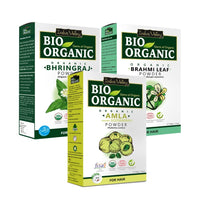 INDUS VALLEY Combo Of Organic Amla Powder | Indian Gooseberry, Bhringraj Powder | Eclipta alba & Brahmi Powder | Bacopa monnieri (100g *3=300)
