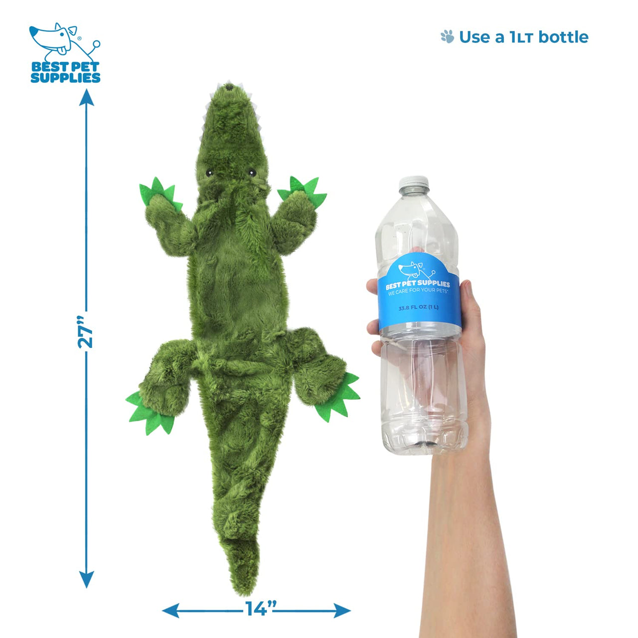 Best Pet Supplies 2-in-1 Stuffless Squeaky Dog Toys with Soft, Durable Fabric for Small, Medium, and Large Pets, No Stuffing for Indoor Play, Holds a Plastic Bottle - 1Wild Duck, Alligator, Large Multicolor/Alligator & Wild Duck