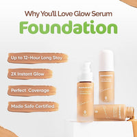 Mamaearth Glow Serum Matte Liquid Foundation Medium Coverage For All Skin Types With Vitamin C & Turmeric For 12-Hour Long Stay- 02 Crème Glow - 30 Ml, Pack Of 1