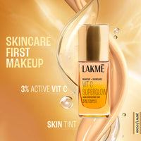 Lakmé Natural Makeup For All Skin Type+Skincare Vitc Superglow Skin Perfecting Liquid Medium Coverage Tint Cool Ivory C100 25Ml 1 Count