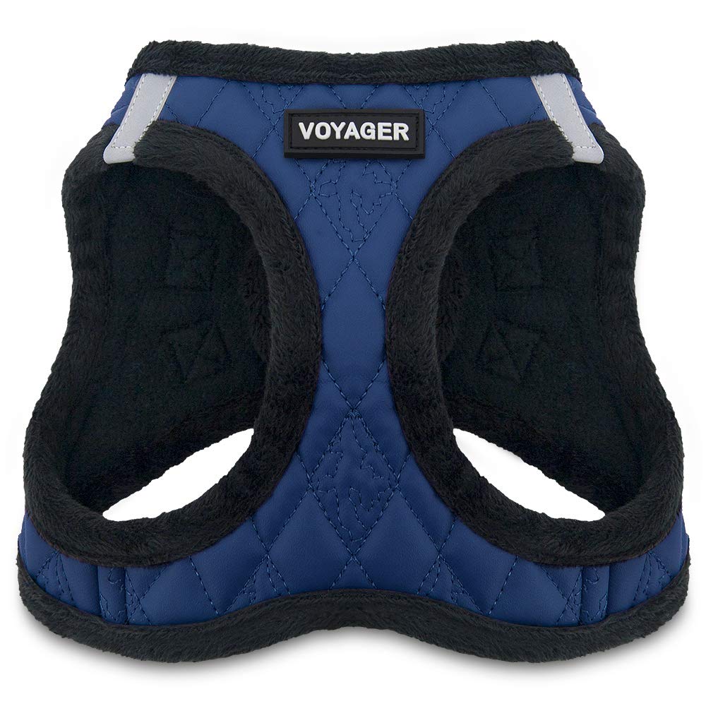 Voyager Step-In Plush Dog Harness  Soft Plush, Step In Vest Harness for Small and Medium Dogs by Best Pet Supplies - Harness (Royal Blue Faux Leather), XS (Chest: 13 - 14.5")
