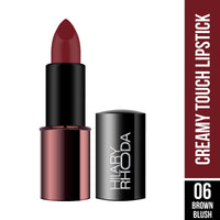 Hilary Rhoda Creamy Touch Lipstick | Infused with Olive Oil, Shea Butter & Vitamin E | Highly Pigmented & Creamy Texture | Long Lasting & Keeps Lips Moisturising -4g (Brown Blush - Shade 06)