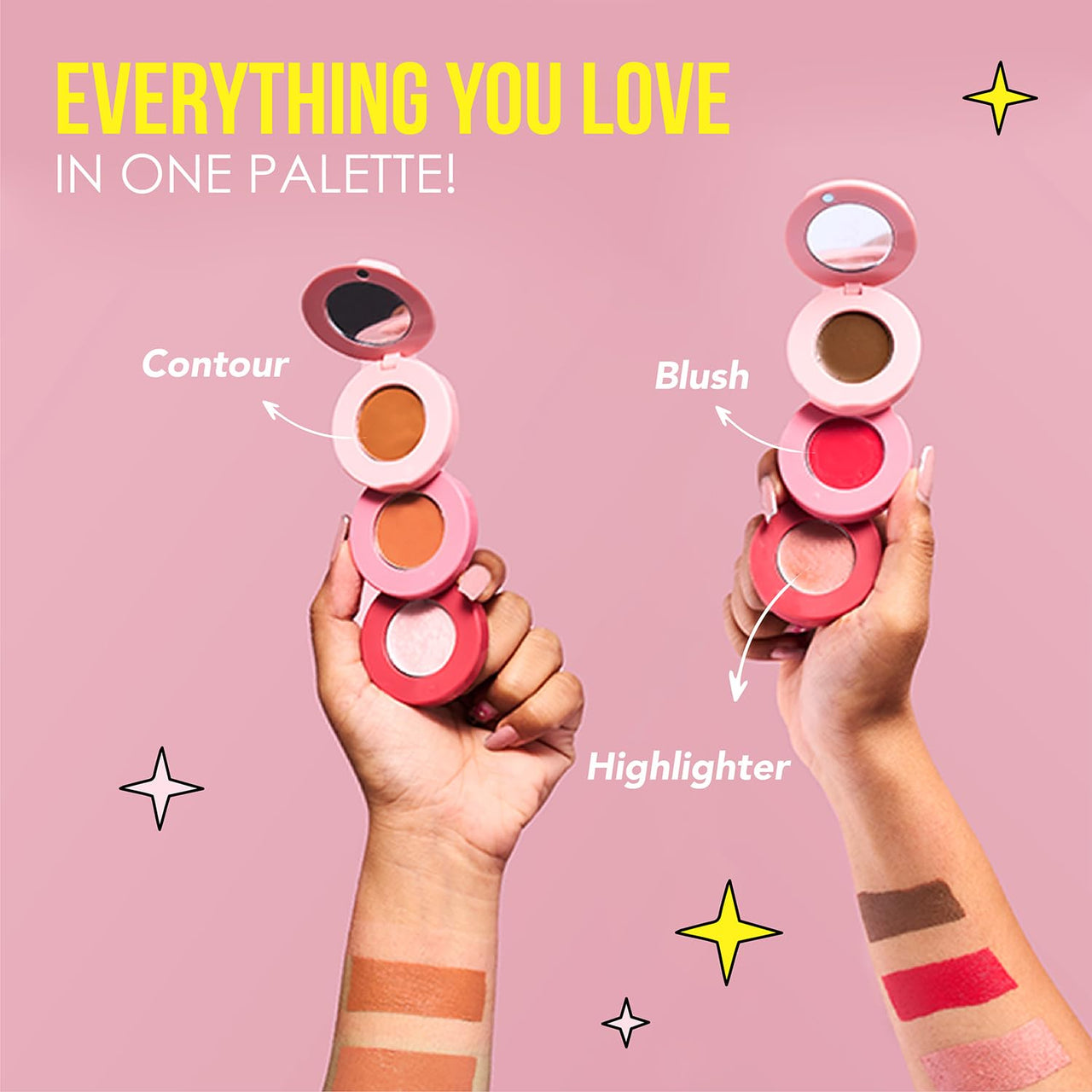 Blue Heaven Stack & Slay Multi Task Trio Countor, Blush & Highlighter For Face Makeup Fights Skin Aging, Nourishing & Moisturizing, Royal Deep 5.4g