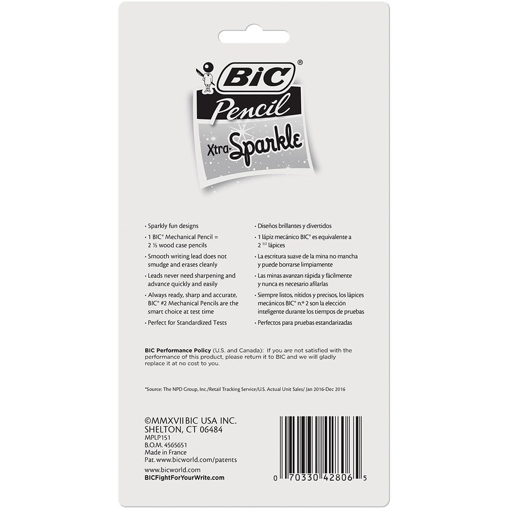 BIC Xtra-Sparkle Mechanical Pencil, Medium Point (0.7mm), Fun Design With Colorful Barrel, 15-Count 0.7mm 15 Count (Pack of 1)