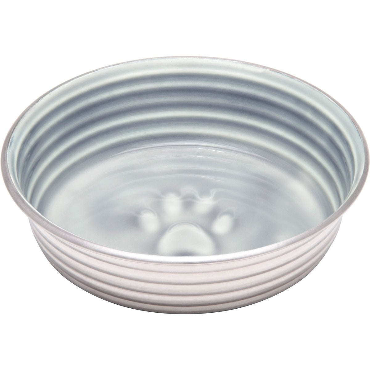Loving Pets - Le BOL Dog Food Water Bowl Enamel Ceramic Bowl No Tip Stainless Steel Pet Bowl No Skid Spill Proof (Large, Parisian Gray) Large