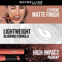 Maybelline New York Lipstick, Matte Finish, Bold Colour, Enriched With Jojoba Oil, Color Sensational Ultimattes, 199 More Ruby, 1.7g