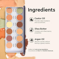 C2P Pro Dermashield Must Have 12-in-1 Concealer Color Corrector Palette | Cream-Based Foundation & Contour | Neutralizes Redness, Dark Circles & Blemishes | High Coverage, Ideal for Oily Skin | 42g
