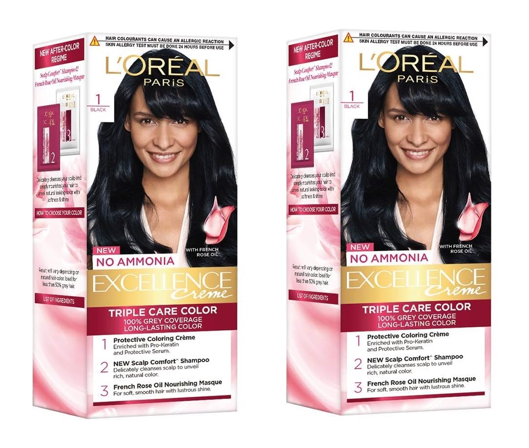 L Oréal Paris Excellence Hair Color Small Pack Shade.1, Natural Black, 25ml+25g (PACK OF 2)
