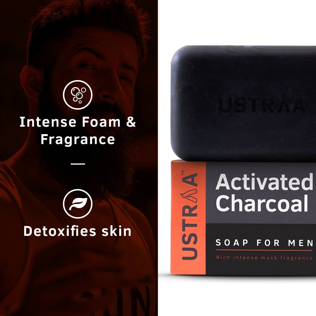 Ustraa Deo Soap For Men With Sea Minerals - 8 x 100 GM (Pack of 8) | Fresh Aquatic Fragrance | Deodorizing Soap With Sea Minerals | Rich & Intense Foam | For all skin types