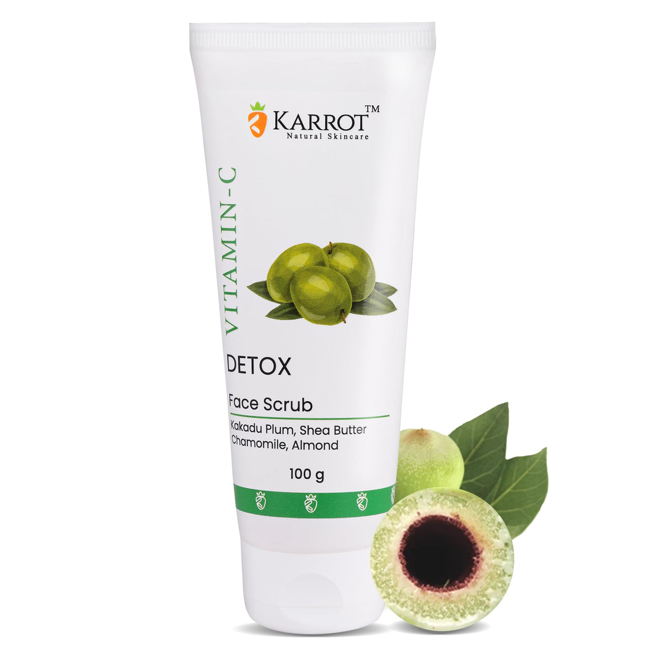 Karrot Natural Skincare Vitamin C Face Scrub for Glowing Skin, Combats Spots, Evens Tone and Minimizes Pores, Contains Lemons and Kakadu Plum Extracts, For Men and Women, All Skin Types, 100gms