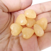 Loveliome 7 Pcs Mini Yellow Jade Heart Love Healing Palm Crystal Energy Stone(0.6 Inch) 0.6
