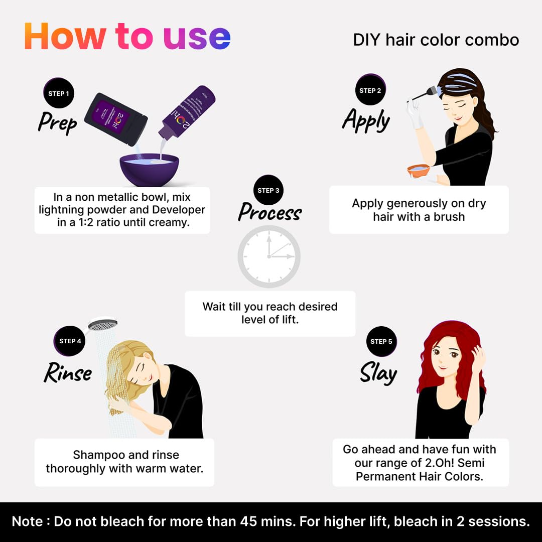 2.Oh! Italian- Sangria Pink Hair Color DIY Kit | Semi Permanent Hair Color + Hair Bleach for Hair Color | Hair Highlights for Women & Men | Hair Bleach with Plex & Argan oil| Lightening Kit