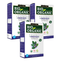 Indus Valley Bio Organic 100% Herbal Indigo Powder for Natural Hair Coloring, Organic Indigo Powder Protects hair from Damage - 100 gm Set of 3