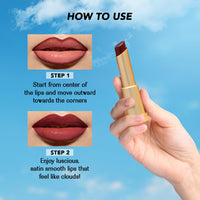 LoveChild Masaba Lush Creme Lipstick (Maroon), Moisturizing Satin Finish with Ceramides & Shea Butter, Lightweight, Long-Lasting & Ultra-Smooth, Perfect Shades for Indian Skin Tones, Cloud Burst 3.5g