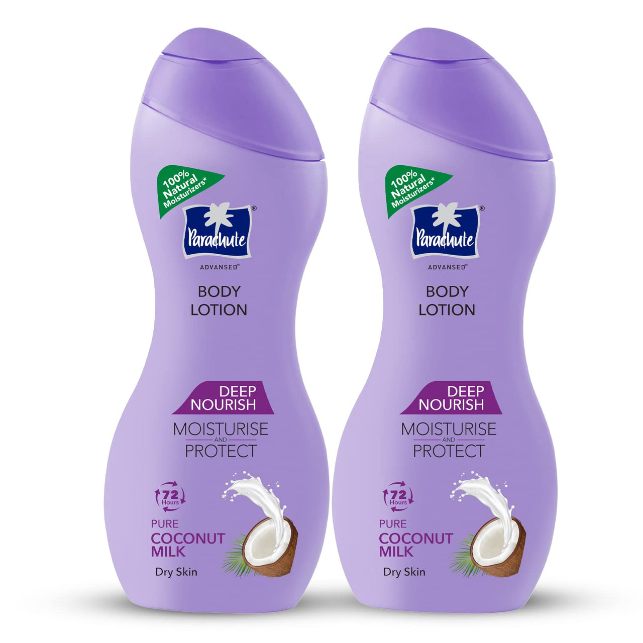Parachute Advansed Deep Nourish Body Lotion for Women & Men, Dry Skin, 250ml (Pack of 2) | Pure Coconut Milk, 100% Natural, 72h Moisturisation