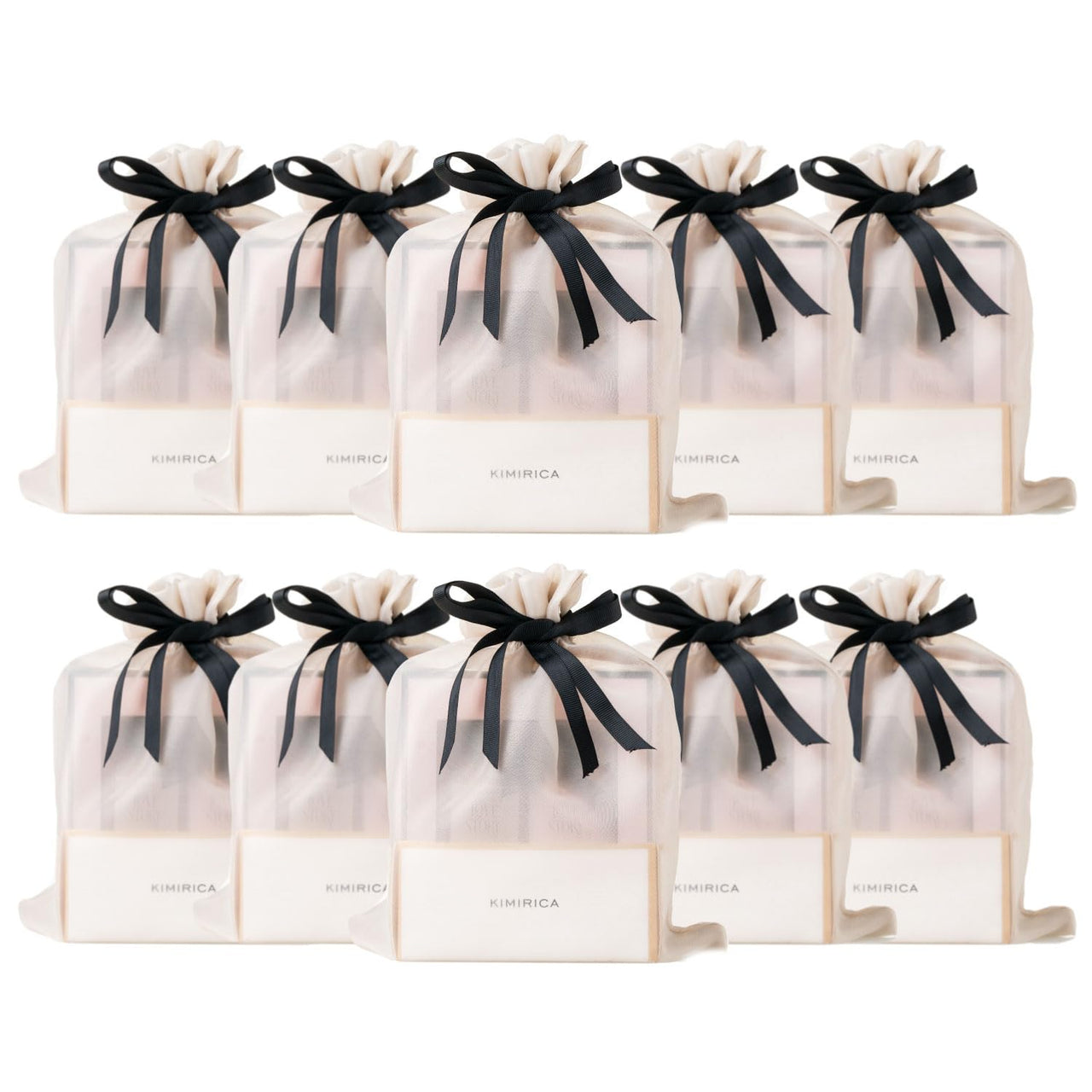 Kimirica Gift Set "Nothing But Love Duo" Potli For Family & Friends | Corporate Return Gifts For Men & Women | Romantic notes of Gardenia and Night Blooming Jasmine Shower gel, Body lotion with Loofah Inside (Pack of 10)