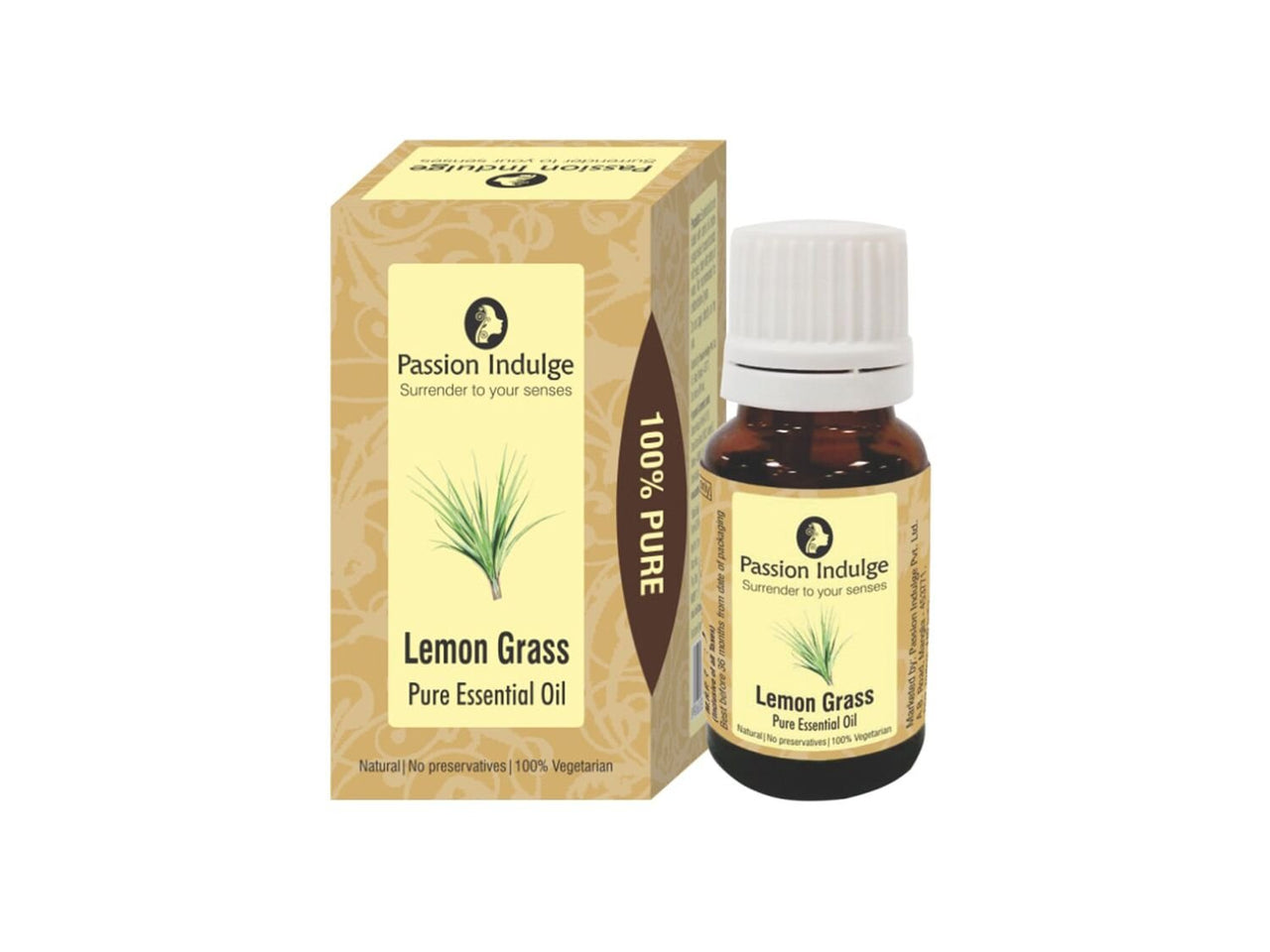 Passion Indulge Lemongrass Essential Oil for Acne, Black Heads, Pores and Hair Fall -10ml