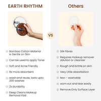 Earth Rhythm Reusable Makeup Remover Cleansing Pads | Easily Removes Stubborn Face & Eye Makeup | Multifunctional, Safe for Oily, Dry or Sensitive skin | Pack of 2