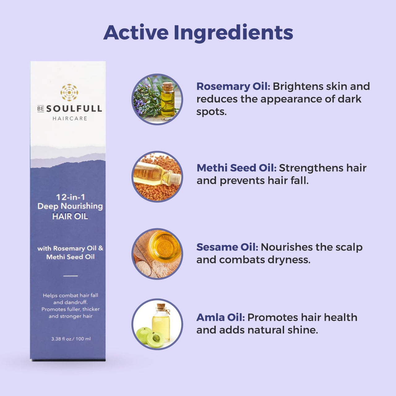 Be Soulfull 12 in one Deep Nourishing hair oil with Rosemary and Methi Seed oil