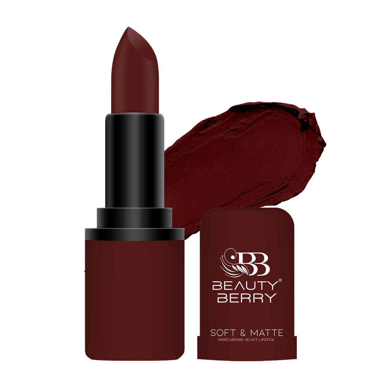 Beauty Berry Soft & Matte Lipstick | Moisturizing & Non Drying Formula with Velvet Matte Finish | Highly Pigmented and Lightweight Lipstick for Women (Wine Tine, 4g)