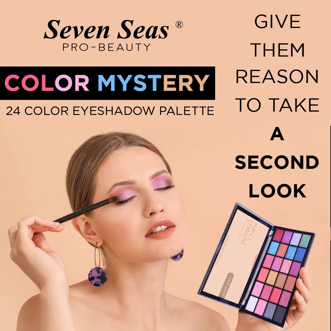 Seven Seas Color Mystery Eye Shadow Palette 24 Pigmented Colors | Long Wearing And Easily Blendable Eye Makeup Palette | Multicolor - 24.4 Gm | Shimmery & Glitter Finish (Natural)