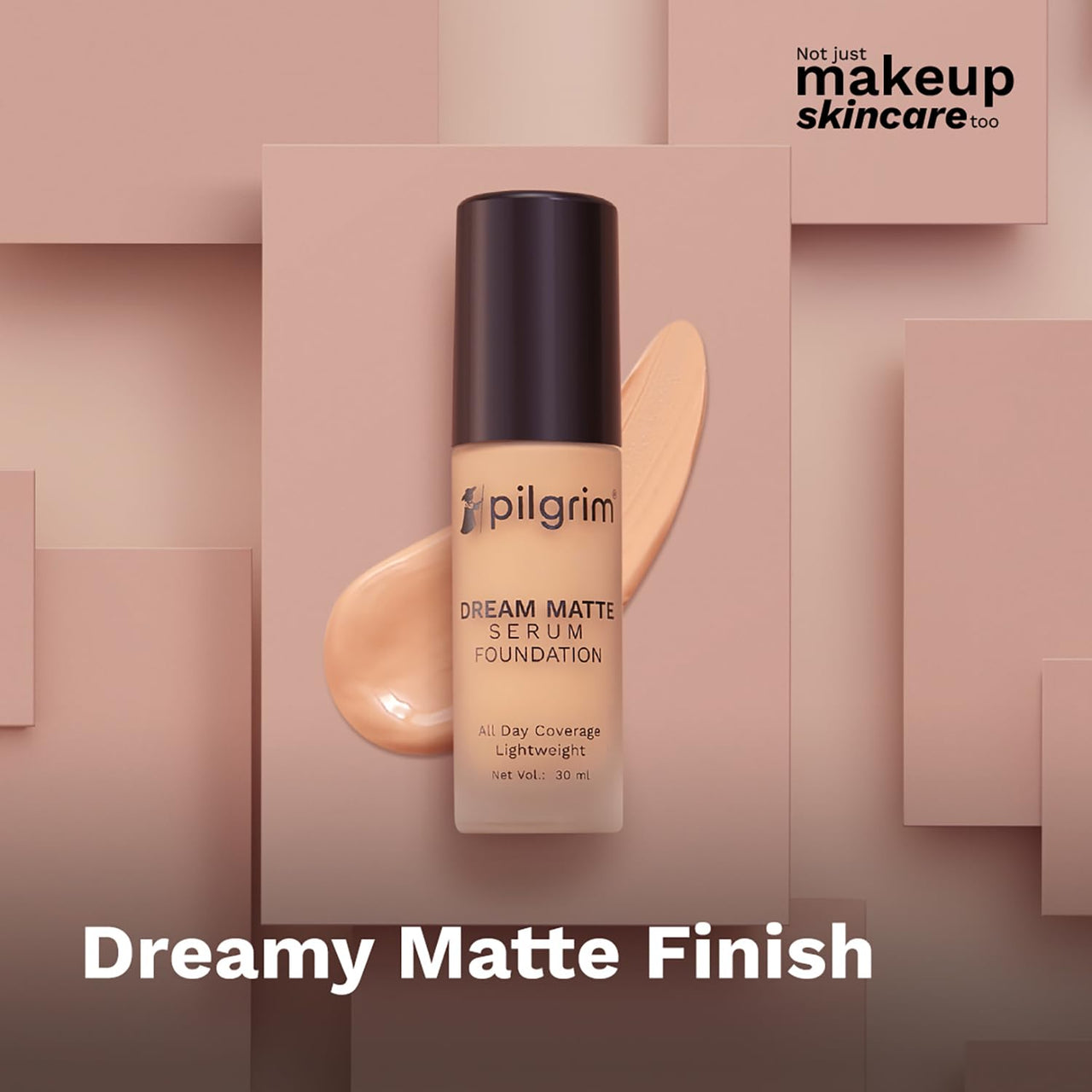 Pilgrim Medium Warm Sand Serum Liquid Foundation, Matte & Poreless,30 ml | Foundation for face make up infused | Water-Resistant, All Day Coverage| All Skin Types