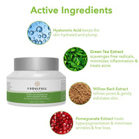 BE SOULFULL Moisturizing Cream- Hydrating Moisturizer with Hyaluronic Acid and Green Tea Extracts For Healthy Glowing Skin- Daily Lightweight Face Cream for Dry and Dehydrated Skin- 50gm