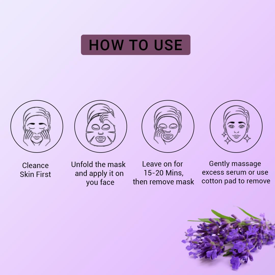 Mancode Lavender Facial Sheet Mask 25ml Smoothen Rough & Dry Skin Calming Firming Pore Reducing, Brightening and Enhances Daily Glow | Korean Sheet Mask for Men Women Sheet Mask Set Combo Pack of 3