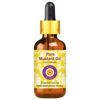 Deve Herbes Pure Mustard Oil (Brassica juncea) with Glass Dropper Natural Therapeutic Grade Cold Pressed 100ml