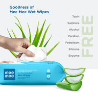 Mee Mee Caring Baby Wet Wipes with lid, 72 Pcs (Aloe Vera, Pack of 3)