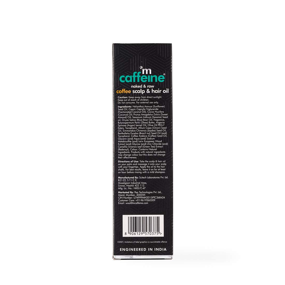 mCaffeine Coffee Hair Oil for Hair Fall & Hair Growth | Powered with Redensyl, Argan Oil & Coffee Oil for Root Stimulation & Hair Fall Control | Lightweight & Non Sticky - 200ml