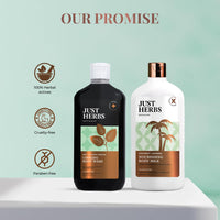 Just Herbs Coconut Almond Body Milk And Charcoal Body Wash, Detox & Nourish Hydraclean Kit for Men and Women - Combo Gift Set (2 x 300ml)
