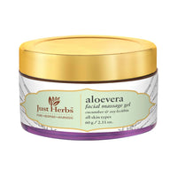 Just Herbs Aloe Vera Facial Massage Gel for Face, All Skin Types, SLS & Paraben Free 60 GM