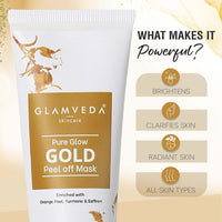 Glamveda Pure Glow Gold Peel Off Mask Enriched With Orange Peel | Anti-ageing & Deep Pore Cleansing | All Skin Types | 60g Pack of 1