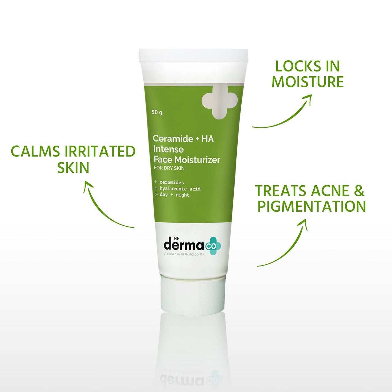 The Derma Co Ceramide + HA Intense Moisturizer Cream With Hyaluronic Acid | For Dry Skin | Repairs Dry & Dull Skin | Locks In Moisture | 50 g