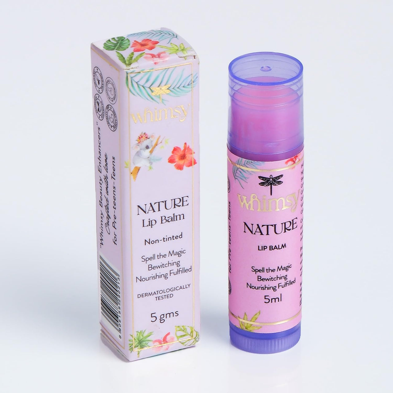 Whimsy Natural Organic Tinted Lip Balm for Kids - Hydrating and Nourishing for Dry & Chapped Lips - All Skin Types - Intense Care for Soft, Smooth, Moisturized Lips (Nature)