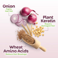 Mamaearth Onion Shampoo for Hair Growth and Hair Fall Control with Onion and Plant Keratin | Reduces Hair Fall | Strengthens & Smoothens Hair | For Men & Women | 250ml